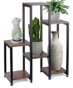 Vitello Metal Çiçeklik 6 Raflı 80 cm Siyah