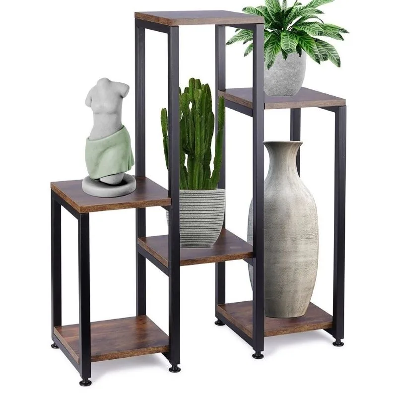 Vitello Metal Çiçeklik 6 Raflı 80 cm Siyah