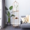 Mirabelle Metal Çiçeklik 3 Raflı 185 cm Altın Rengi
