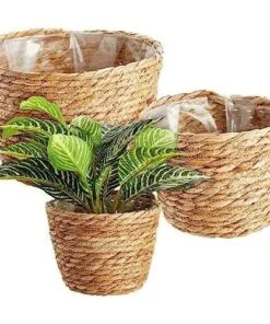 Mood Üç Katlı Hasır Saksı 25 cm Naturel