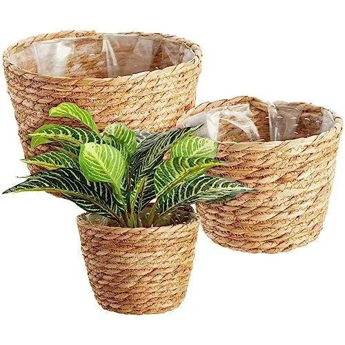 Mood Üç Katlı Hasır Saksı 25 cm Naturel