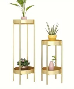 Neatix 2 Katlı Metal Çiçeklik 81 cm Yuvarlak