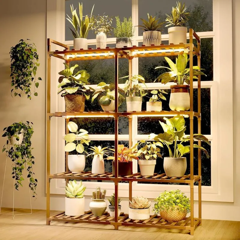 Nora Ahşap Çiçeklik 4 Raflı LED Işıklı 51 cm