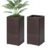Nova Rattan Görünümlü Metal Çiçeklik 61 cm Kahverengi