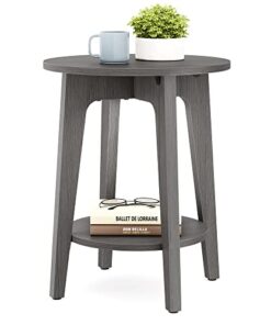 Novelo 2 Raflı Ahşap Çiçeklik Sehpa 50 cm Füme Gri