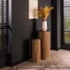 Novelo Ahşap ve Mermer Çiçeklik Sehpa  85 cm Siyah