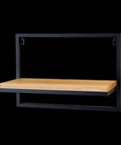 Novelo Metal 2 Raflı Çiçeklik 30 cm Siyah Ahşap