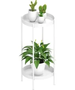 Odette Metal Çiçeklik 2 Raflı 60 cm Beyaz