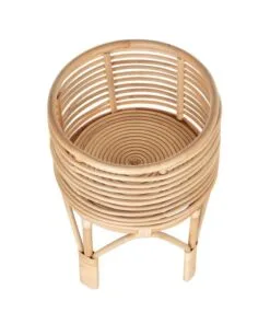 Ornella Rattan Çiçeklik 1 Raflı 46 cm Açık Kahve