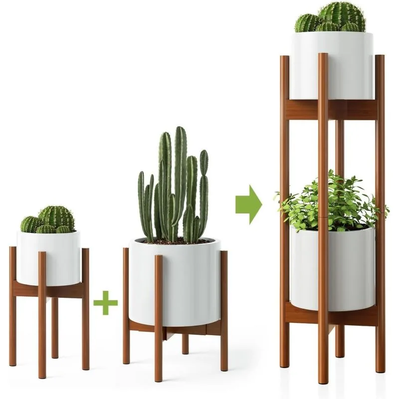 Ottavia Bambu 2 Raflı 76 cm Modern Çiçeklik