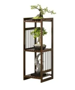 Pagina 3 Raflı Ahşap Çiçeklik 97 cm Koyu Kahve