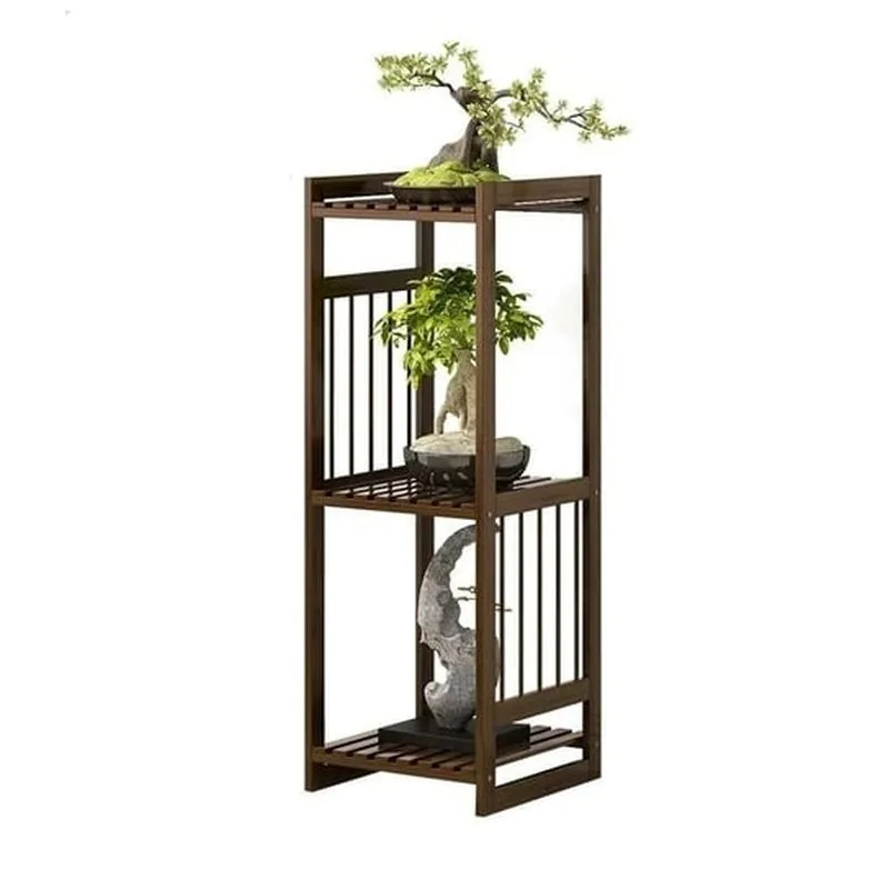 Pagina 3 Raflı Ahşap Çiçeklik 97 cm Koyu Kahve
