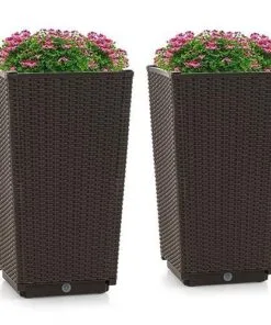 Piena 2 Saksılı PP Hasır Saksı 57 cm Kahverengi