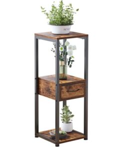 Qristal Metal Çiçeklik 3 Raflı Çekmeceli 83 cm