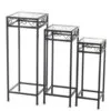 Rackia Metal Cam 3’lü Çiçeklik 80 cm Siyah