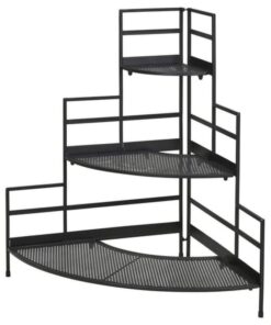 Racksto 3 Raflı Metal Çiçeklik 85 cm Siyah