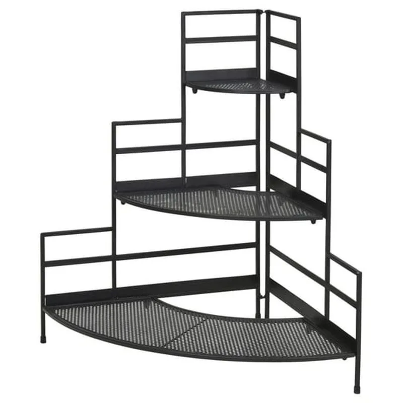 Racksto 3 Raflı Metal Çiçeklik 85 cm Siyah