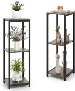 Racksto Metal Çiçeklik 45 cm Gri 3 Raflı