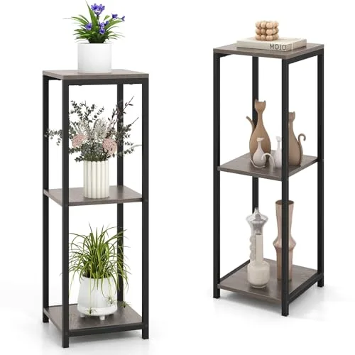 Racksto Metal Çiçeklik 45 cm Gri 3 Raflı