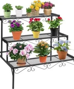 Raffael Merdiven Metal Çiçeklik 3 Raflı 70 cm