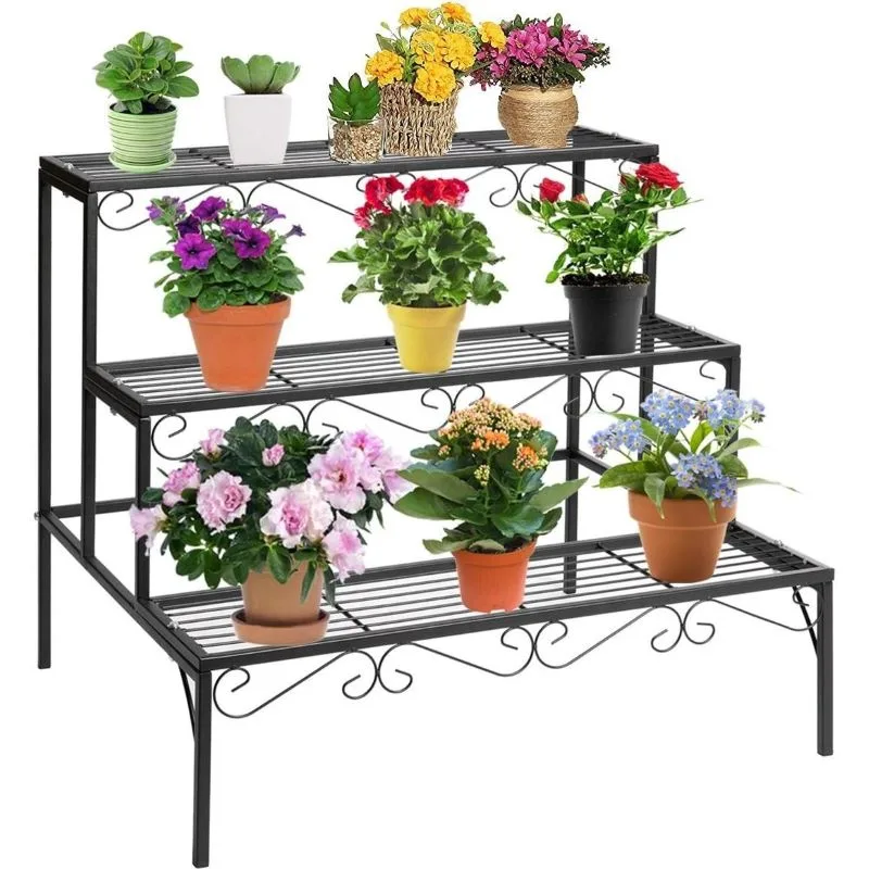 Raffael Merdiven Metal Çiçeklik 3 Raflı 70 cm