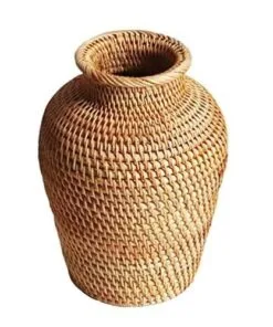 Renzo Doğal Rattan Çiçeklik 21 cm Ahşap Rengi