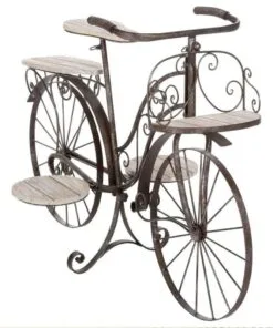 Roma Metal Bisiklet Çiçeklik 5 Raflı 64 cm Gri