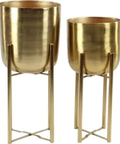 Sentura Gold Metal Çiçeklik 2’li Set 56 cm