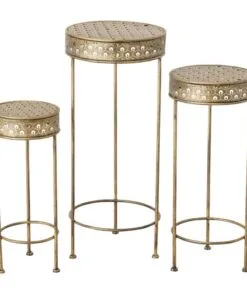 Seraphine Metal Çiçeklik 3 Raflı 30 cm Antik Altın