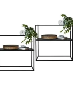 Serena Metal Çiçeklik 2 Raflı 80 cm Siyah
