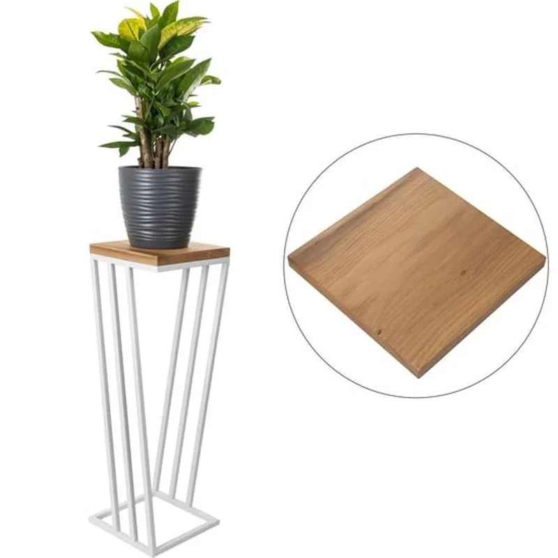 Shelfio Tek Raflı Metal Çiçeklik 60 cm Beyaz