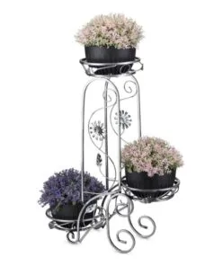 Shelvia Metal Çiçeklik 88 cm Gümüş