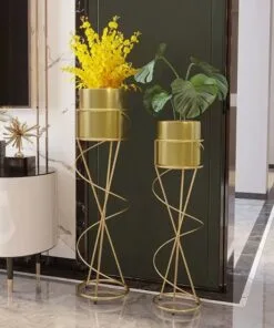 Shelvia Metal Çiçeklik 90 cm Gold
