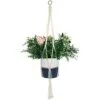 Shelvio 102 cm Beyaz Pamuk Makrome Saksılık