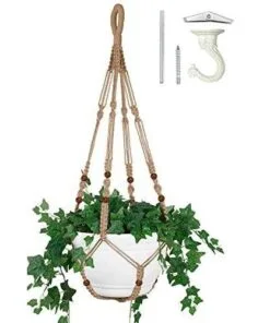 Siena 110 cm Kahverengi Jüt İpli Makrome Saksılık