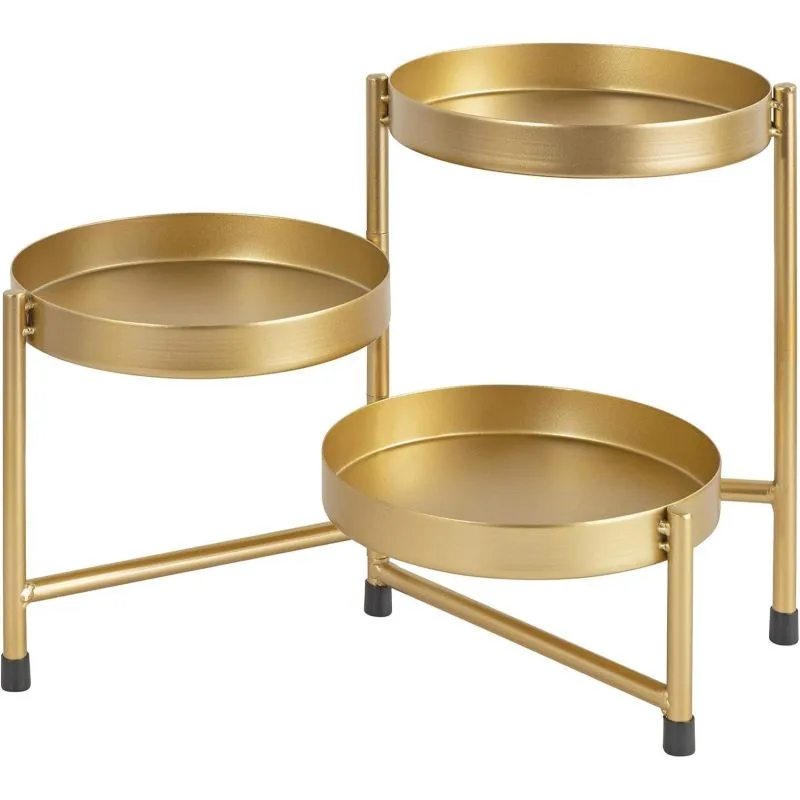 Siena Metal Çiçeklik 3 Raflı 25 cm Gold