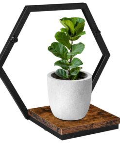 Sivello Siyah Metal ve Meşe Çiçeklik 31 cm