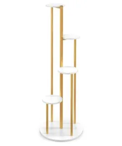 Sonnet 4 Raflı Ahşap Çiçeklik 126 cm Beyaz Altın