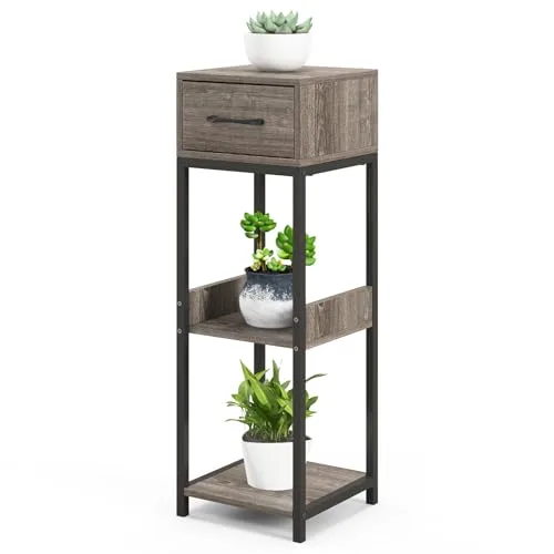 Stacko 3 Raflı Metal Çiçeklik 92 cm Gri