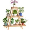 Stella 3 Raflı Bambu Üçgen Çiçeklik 82 cm