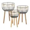 Storetti 3 Katlı Metal Çiçeklik 55 cm Rattan