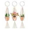 Stowix 3lü Terracotta Plastik Makrome Saksılık Bej