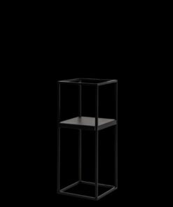 Studiax 2 Raflı Metal Çiçeklik 50 cm Siyah Altın Beyaz