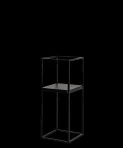 Studiax 2 Raflı Metal Çiçeklik 50 cm Siyah Altın Beyaz