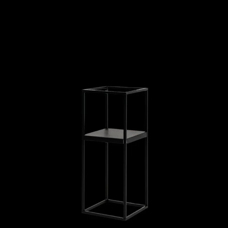 Studiax 2 Raflı Metal Çiçeklik 50 cm Siyah Altın Beyaz