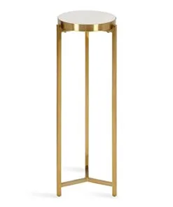 Studiax Beyaz Altın Mermer Çiçeklik Sehpa 59 cm