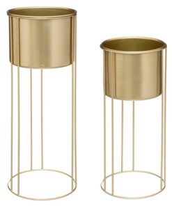Terra Metal Çiçeklik 2 Raflı 58 cm Altın Rengi