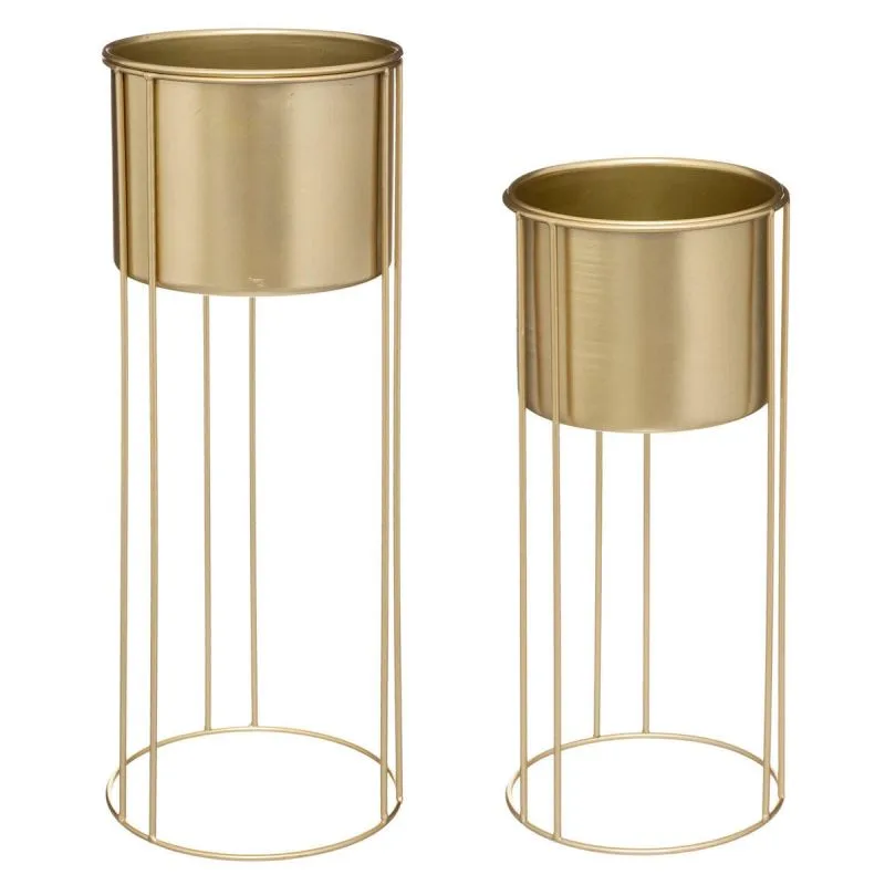 Terra Metal Çiçeklik 2 Raflı 58 cm Altın Rengi