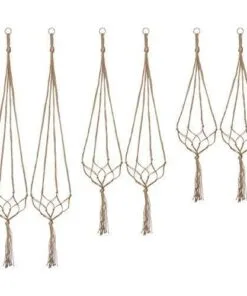Tesso 4 Katlı 120 cm Jut İp Bej Makrome Saksılık