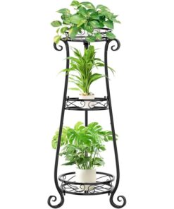 Toqyo Ferforje 3 Raflı Siyah Çiçeklik 90 cm